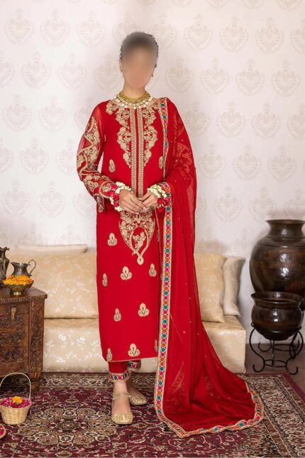 Charizma Ready-To-Wear Long Coat Style Intricate Embroidered 3Pc Chiffon Dress  Pcc-03