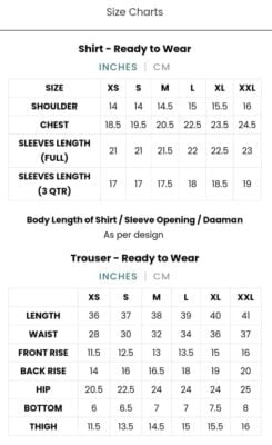 charizma size chart