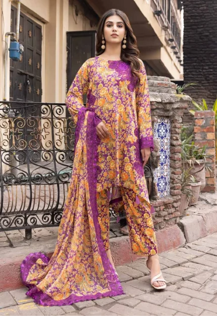 Charizma Primum Lawn | 3Pcs Unstitched Printed & Embroidered Drees CRBD-0011