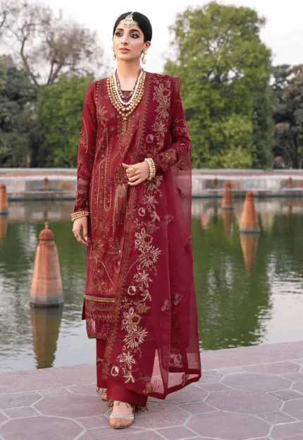 Unstitched, 3Pc Embroidered Premium Cotton Suit, With Ebroidered Choiffon Dupatta  RLD-505