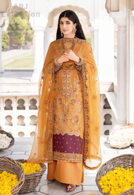 Unstitched, 3Pc Embroidered Premium Cotton Suit, With Ebroidered Choiffon Dupatta  RLD-506