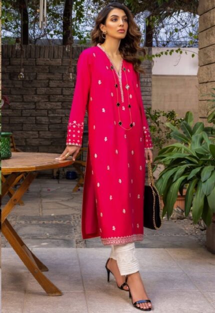Asim Jofa Ready to Wear Collection | 1Pc Pink Embroidered Self Jacquard Kurta ( Shirt ) AJPE-06
