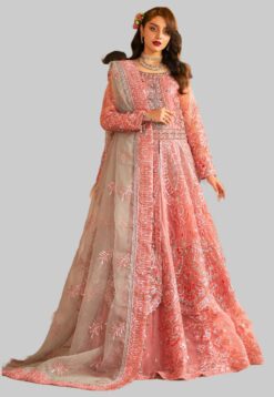 An Alluring Pink lehenga with intricate hanmade embroidery on organza fabric