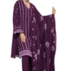 gul ahmed Purple embroidered evening dress on pashmina fabric