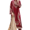 Gul ahmed's Red Embroidered Pashmina Dress