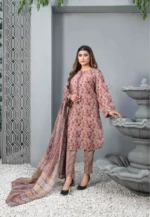 Brown casual printed salwar kameez for winter
