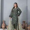 stitched Deep Green Printed Casual Wear Witner Dress,