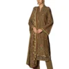 Gul Ahmed Unstitched Brown Print And Embroidered Karandi Dress