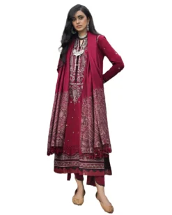 Gul Ahmed Winter attire | 3Pc Embroidered, Khaddar and pashmina dress