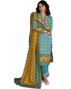 gul ahmed's casual digital printed dress with embroidered trouser's panchy