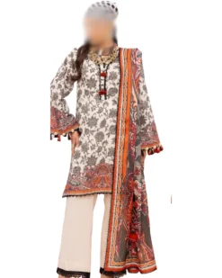 gul ahmed cream casual lawn dress