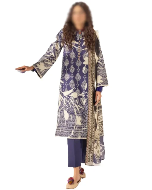 Blue gul ahmed printed calsual lawn dress