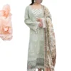 Pistachio Green Luxury Floral Embroidered Summer Lawn Dress