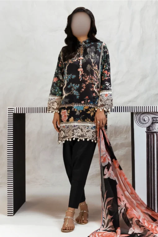 Sana Safiinaz Black, Printed lawn dress