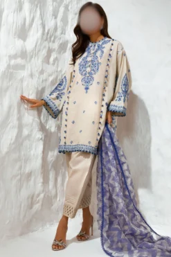 Lawn Suit with Embroidered Details | Muzlin 2024 9a