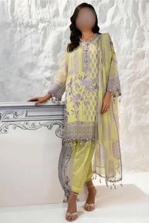 Luxurious Woven Net Suit with Embroidered Details | Muzlin 2024 10A