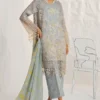 Intricately embroidered net suit with a printed lawn slip and a chiffon dupatta, Best for unique look and style