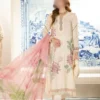 Off-white Sequins & Thread intricate Embroidery Dobby Lawn Dress by Maria b 2024