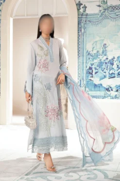 Maria b Ice-blue embroidered lawn dress - 1a