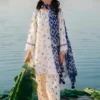 Off-White Printed Tailor made Lawn suit with chiffon dupatta - best for causal use