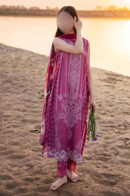 M.Basic-8B | Stitched Casual Lilac Lawn Dress: Perfect for Everyday Wear