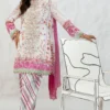 White and pink casual wear lawn dress