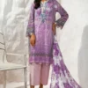 floral printed lawn Casual wear purple dress