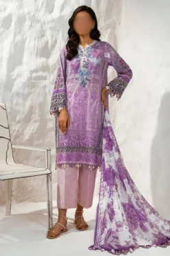 floral printed lawn Casual wear purple dress