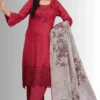 Casual Wear maroon Jacquard print salwar kameez