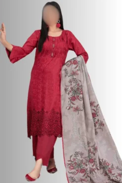 Casual Wear maroon Jacquard print salwar kameez