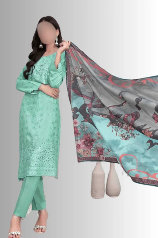 Teal-Green Casual Wear Women's pakistani suit in uk