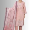 Tea-Pink women's casual wear modren jacquard suit with print dupatta