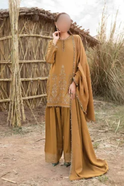 M Print 3A 2024 | Brown Embroidered Linen Dress