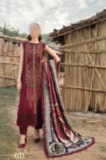 3-Piece Unstitched Embroidered Front Linen Dress with printed shawl