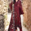 M Print 2A | Maroon embroidered linen dress with print details