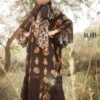 M Print 2024 - 10B | Brown Printed linen dress with embroidered details