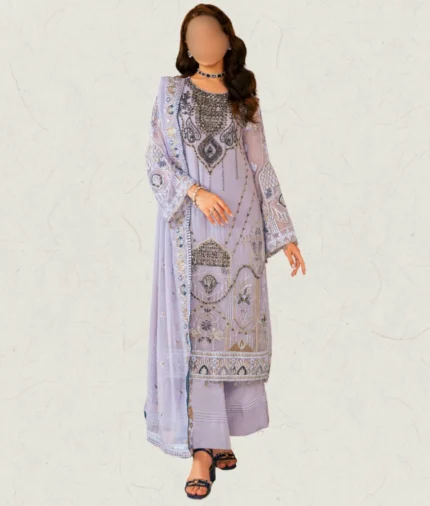 Lilac-Purple Embroidered pakistani Wedding wear