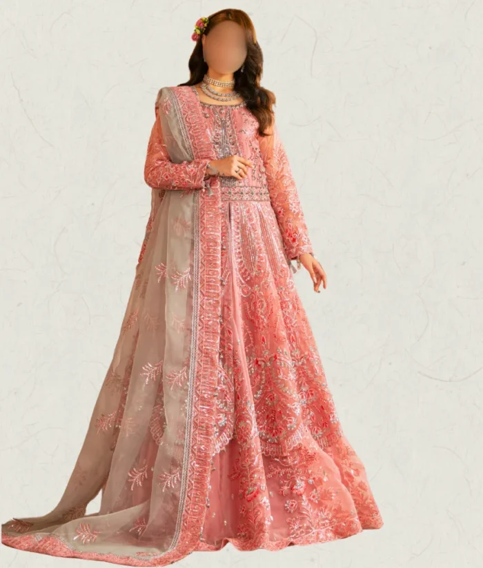 Pink Embroidered lehenga for wedding